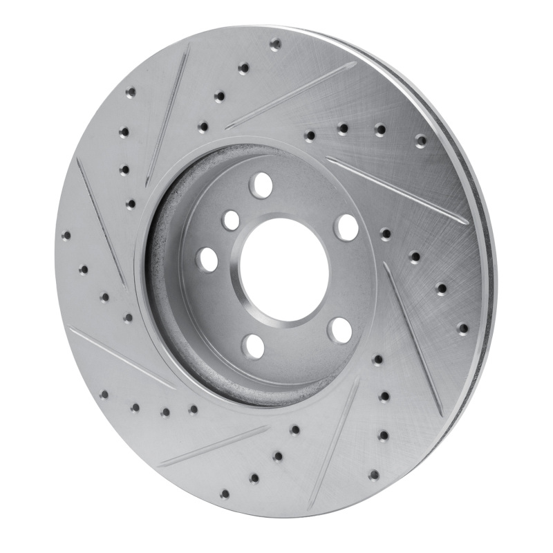 Mini Cooper Clubman Brake Rotor (1) - Front Right - R1 Concepts - Drilled & Slotted - Silver - `16-`24